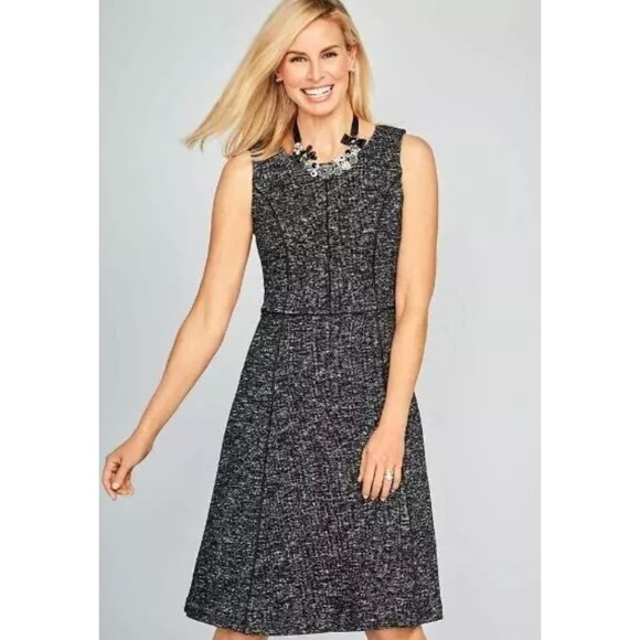 Talbots Tweed Knit Dress Size 14 Career Party Fit‎ Flare Minimalist Classy Glam - Picture 1 of 9